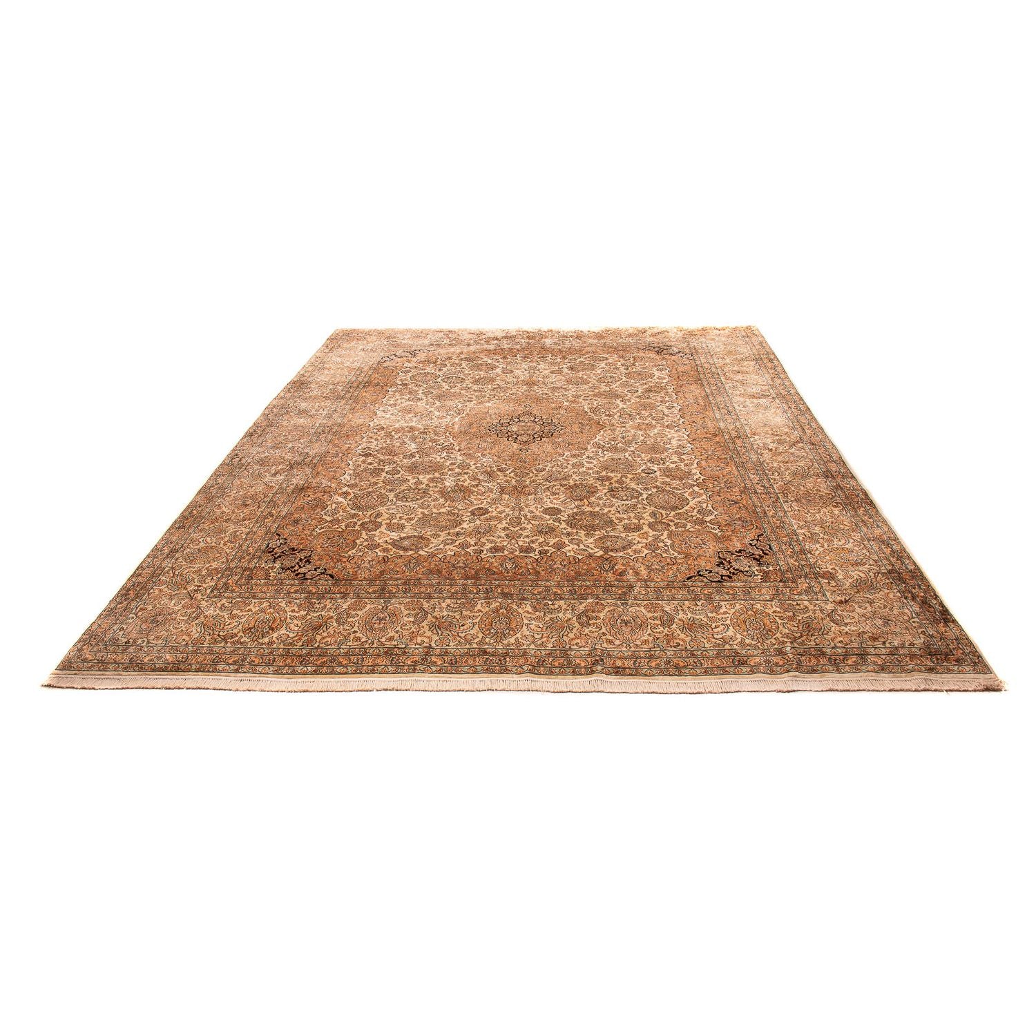 Silketæppe - Kashmir Silk - 410 x 307 cm - lys brun