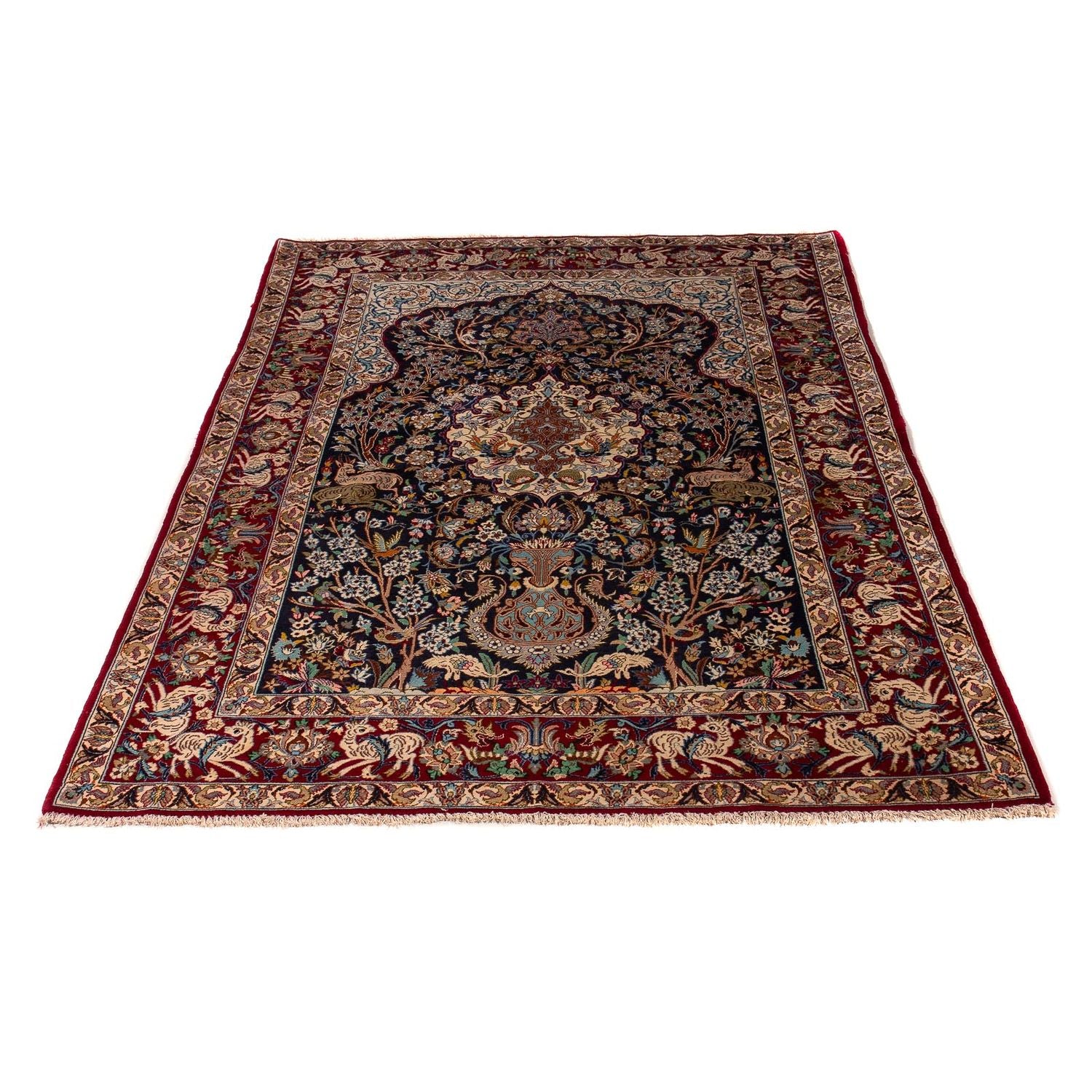 Persisk tæppe - Isfahan - Premium - 173 x 117 cm - mørkeblå