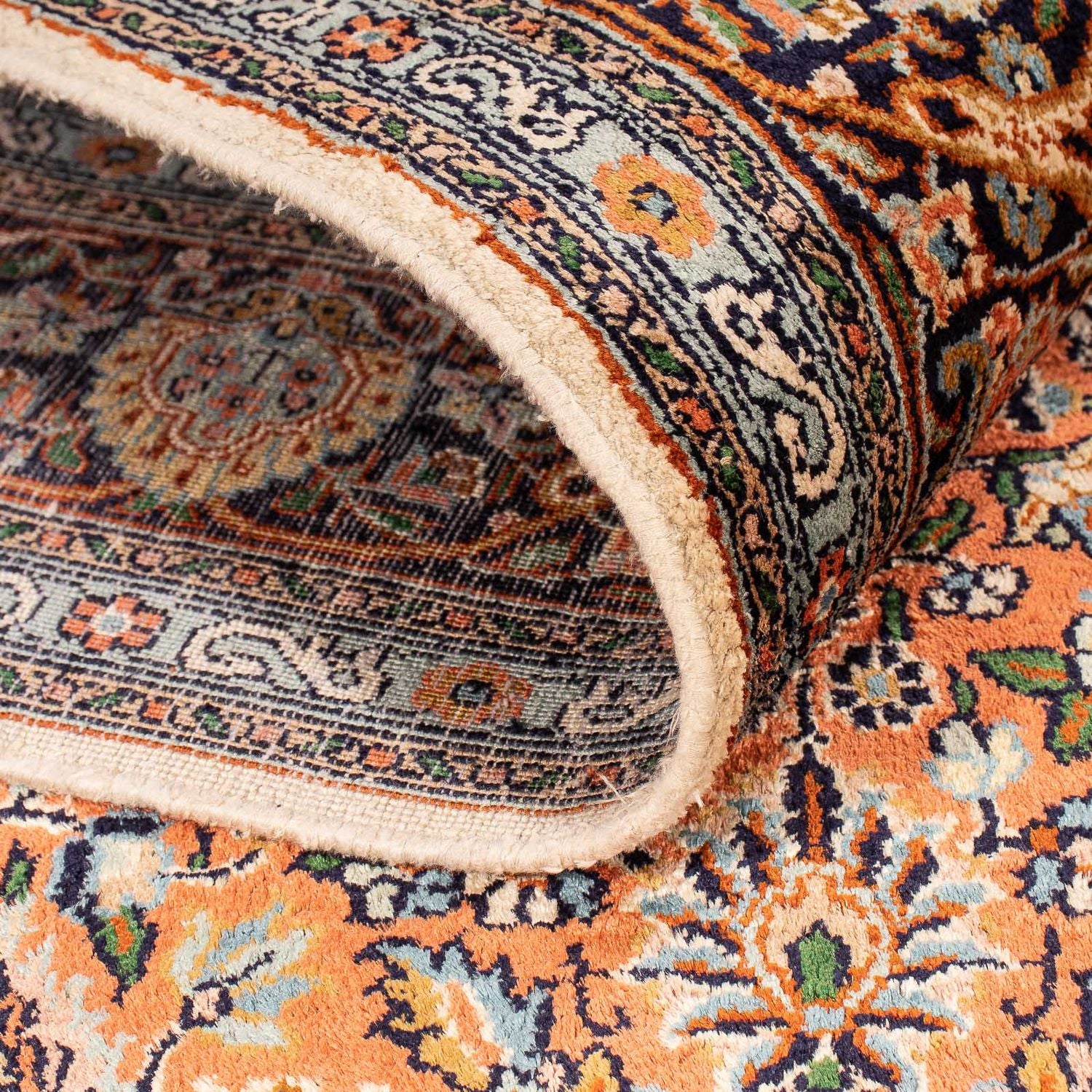 Silketæppe - Kashmir Silk - 182 x 121 cm - lys brun