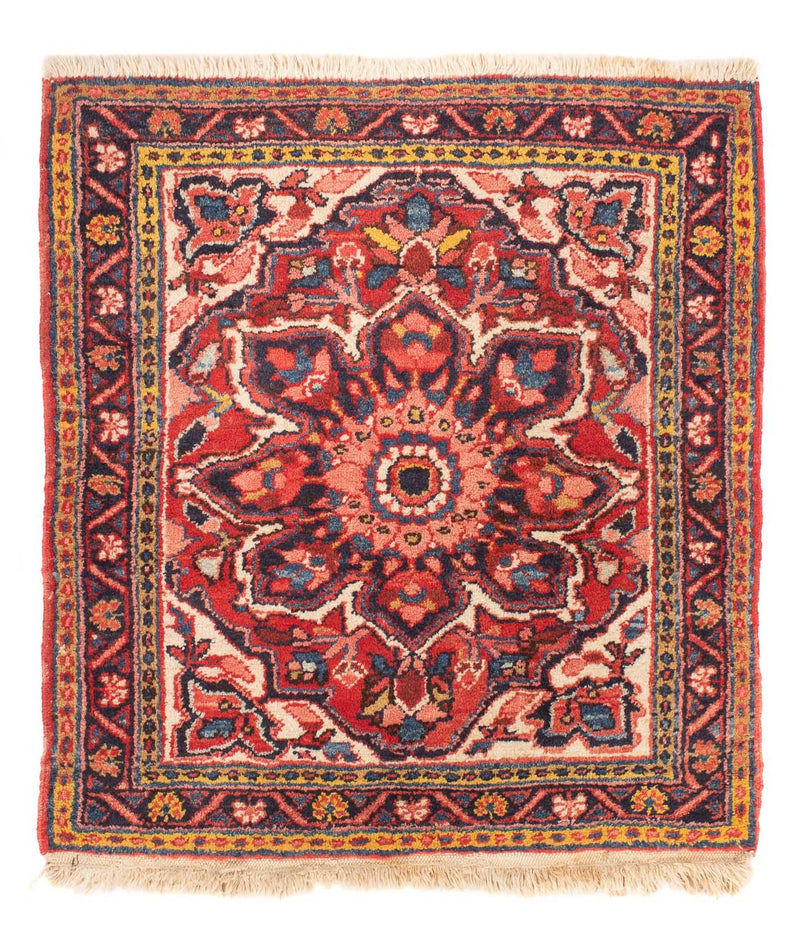 Persisk tæppe - Nomadisk firkantet  - 92 x 82 cm - mørkerød