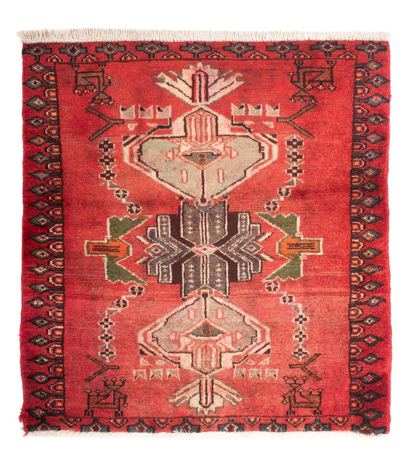 Persisk tæppe - Nomadisk firkantet  - 98 x 95 cm - mørkerød