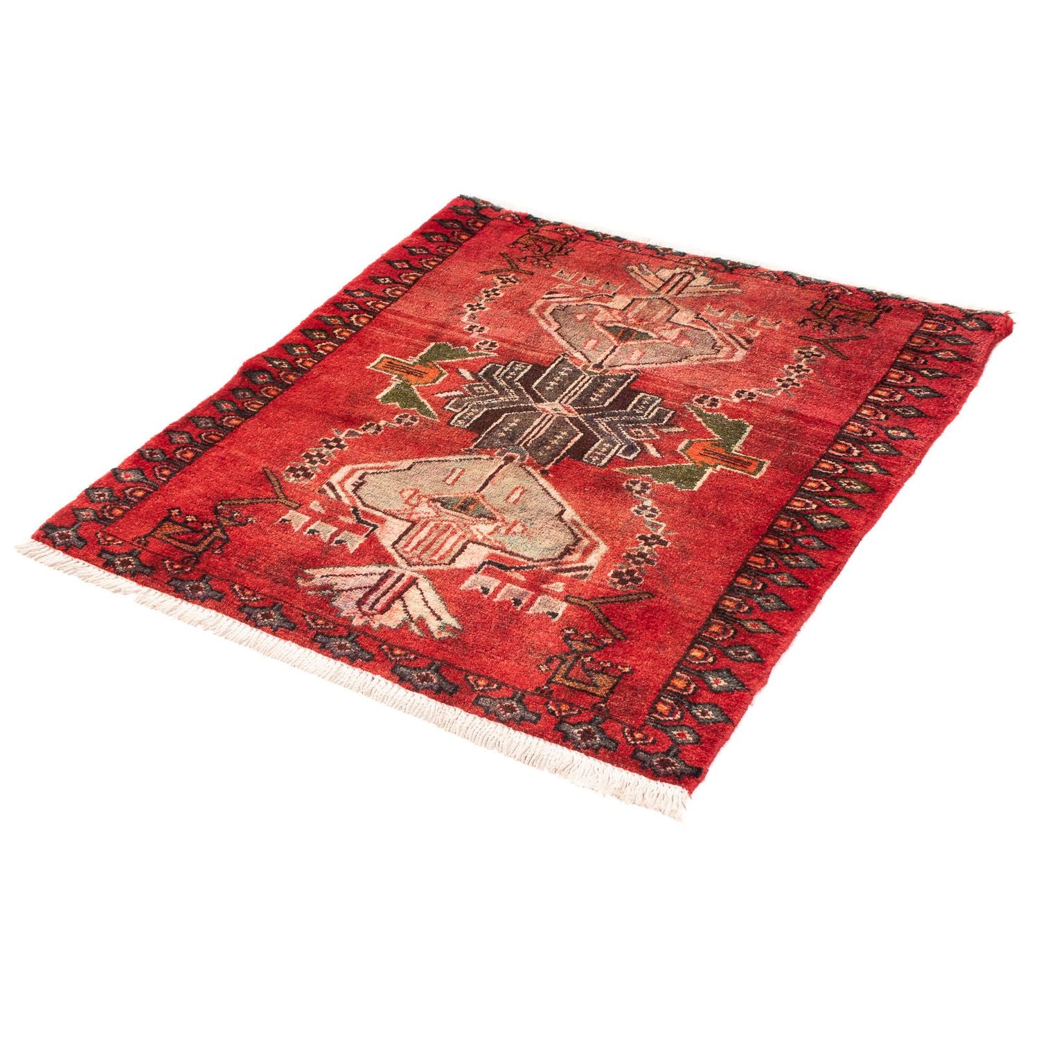 Persisk tæppe - Nomadisk firkantet  - 98 x 95 cm - mørkerød