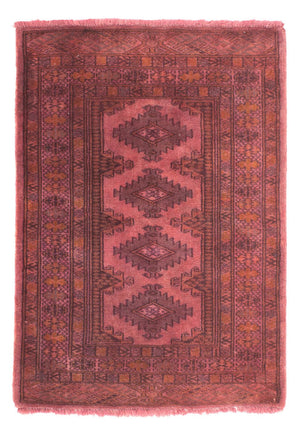 Turkaman-tæppe - 95 x 66 cm - lysrød