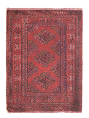 Turkaman-tæppe - 84 x 66 cm - mørkerød