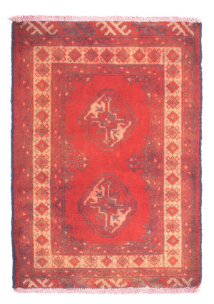 Turkaman-tæppe - 85 x 67 cm - rød
