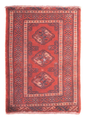 Turkaman-tæppe - 86 x 57 cm - mørkerød