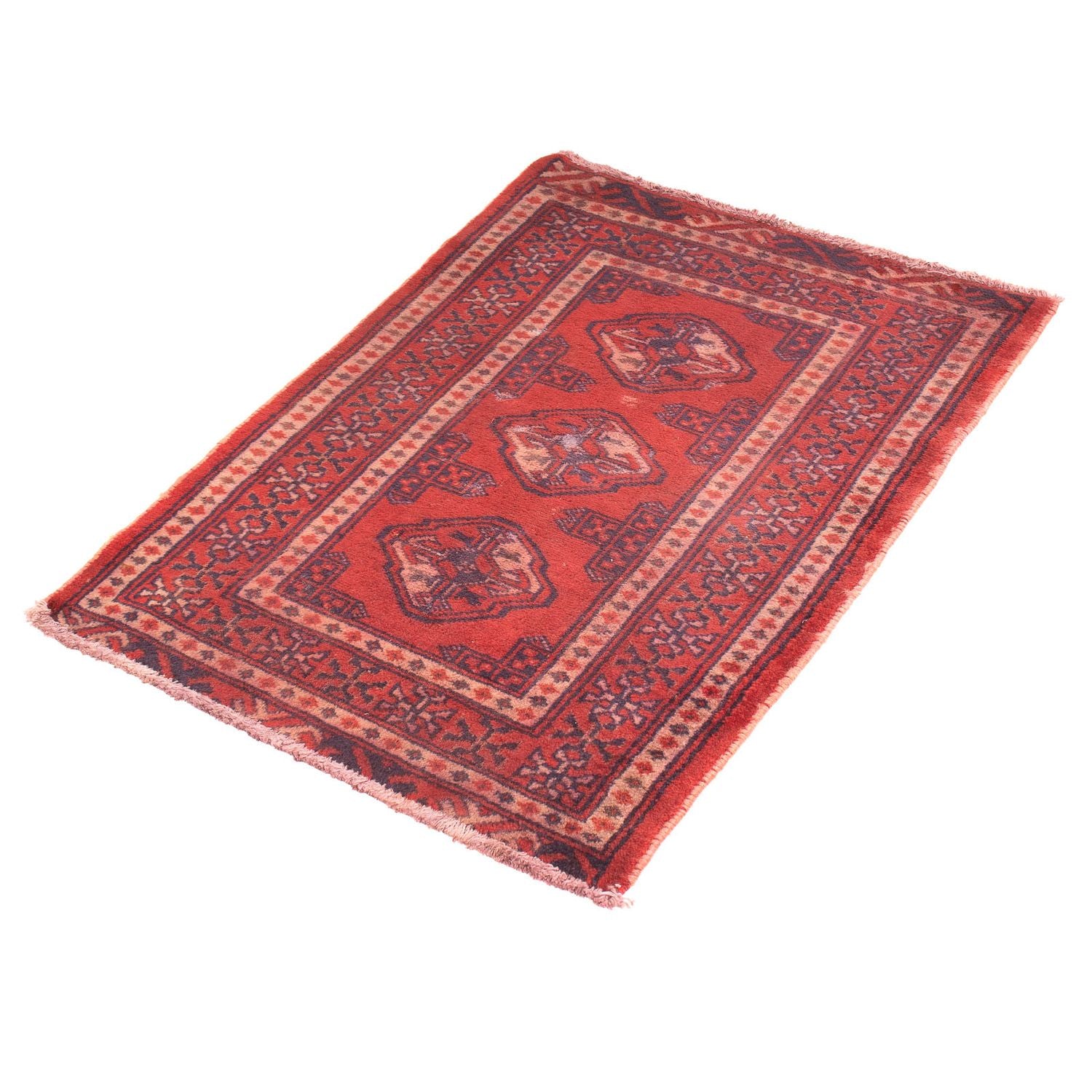 Turkaman-tæppe - 86 x 57 cm - mørkerød