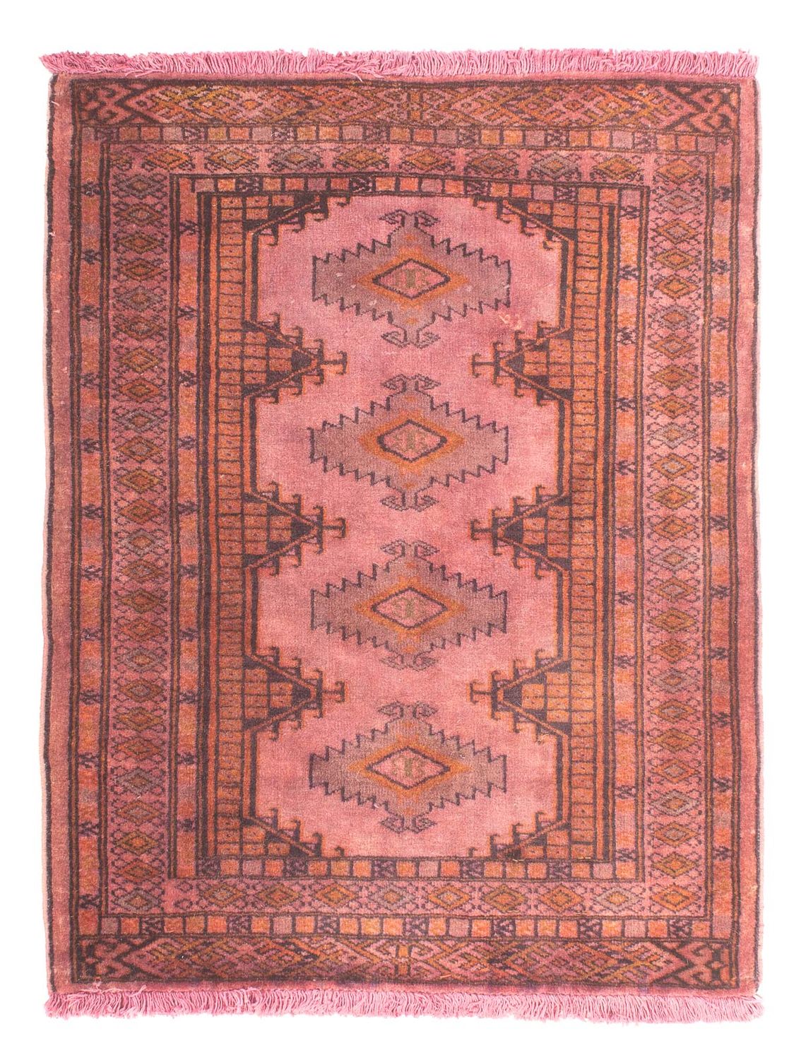 Turkaman-tæppe - 86 x 68 cm - lysrød