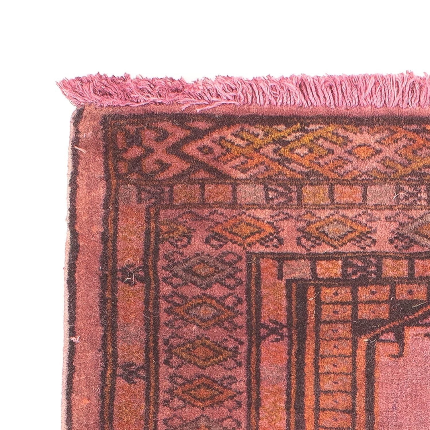 Turkaman-tæppe - 86 x 68 cm - lysrød