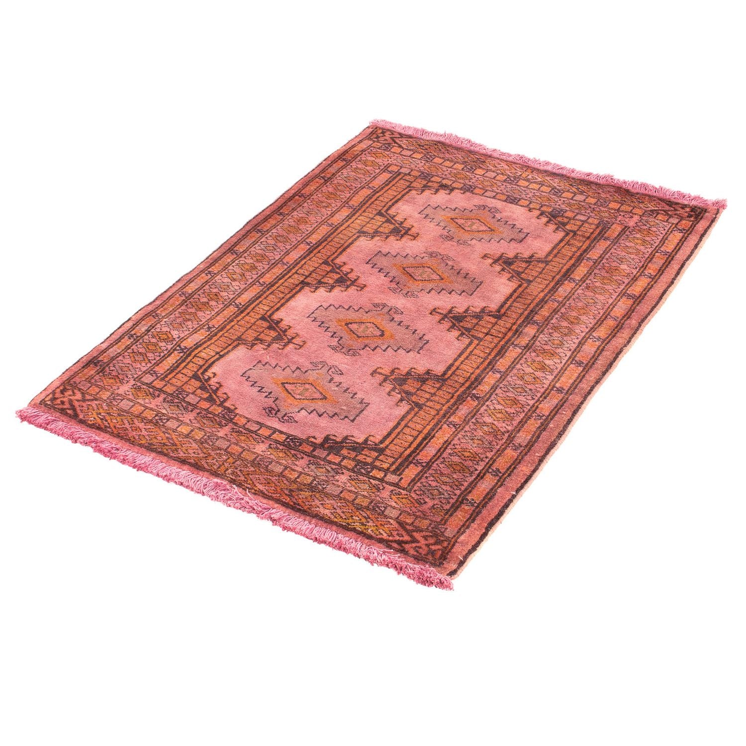 Turkaman-tæppe - 86 x 68 cm - lysrød