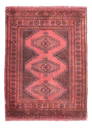 Turkaman-tæppe - 86 x 63 cm - lysrød
