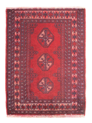 Turkaman-tæppe - 82 x 61 cm - mørkerød