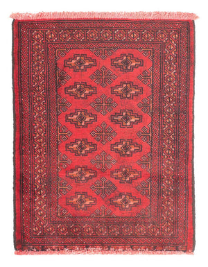 Turkaman-tæppe - 83 x 62 cm - mørkerød