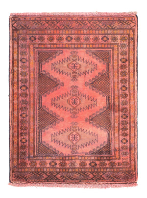 Turkaman-tæppe - 84 x 62 cm - lysrød