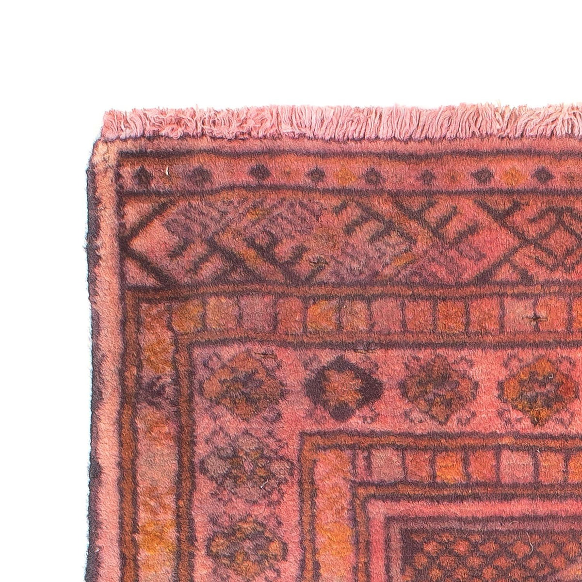 Turkaman-tæppe - 84 x 62 cm - lysrød