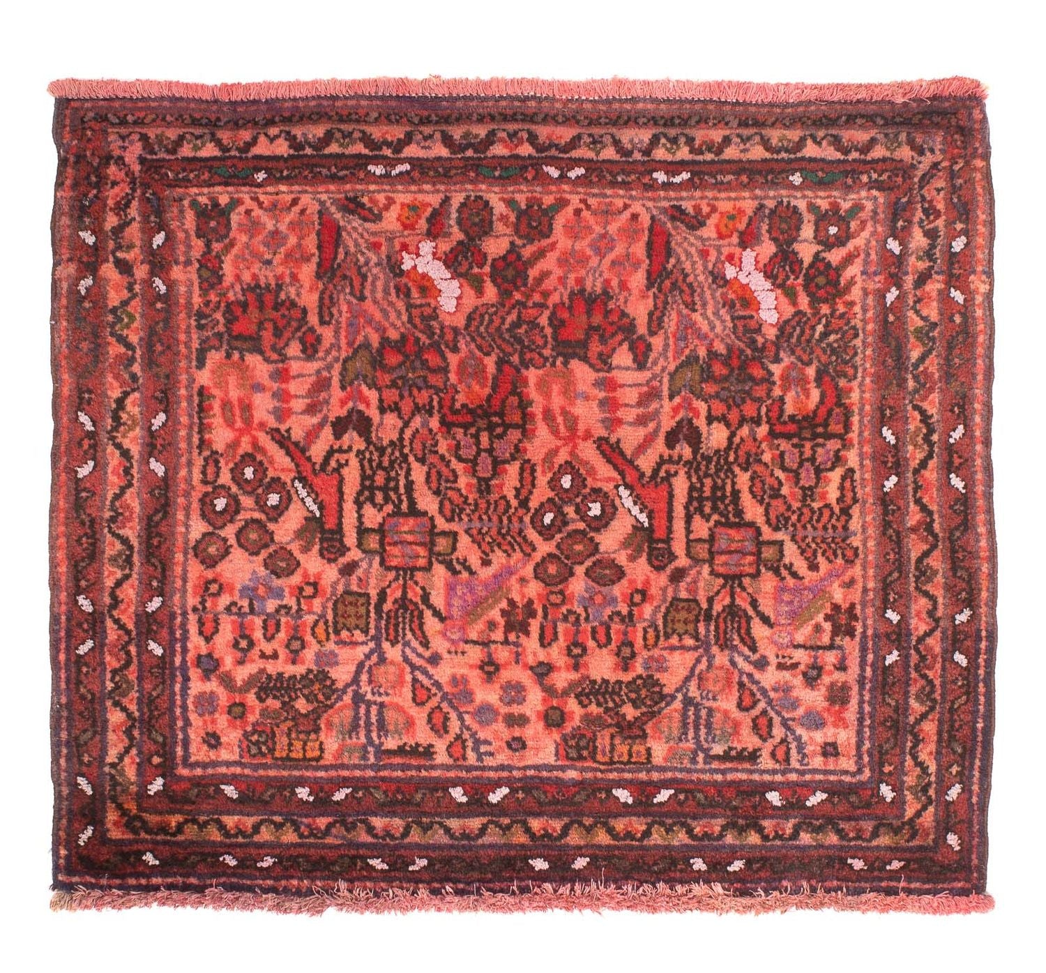 Turkaman-tæppe - 80 x 68 cm - lysrød