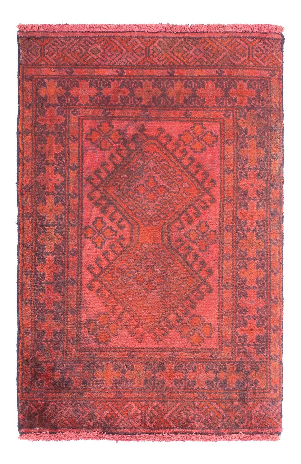 Turkaman-tæppe - 88 x 57 cm - lysrød