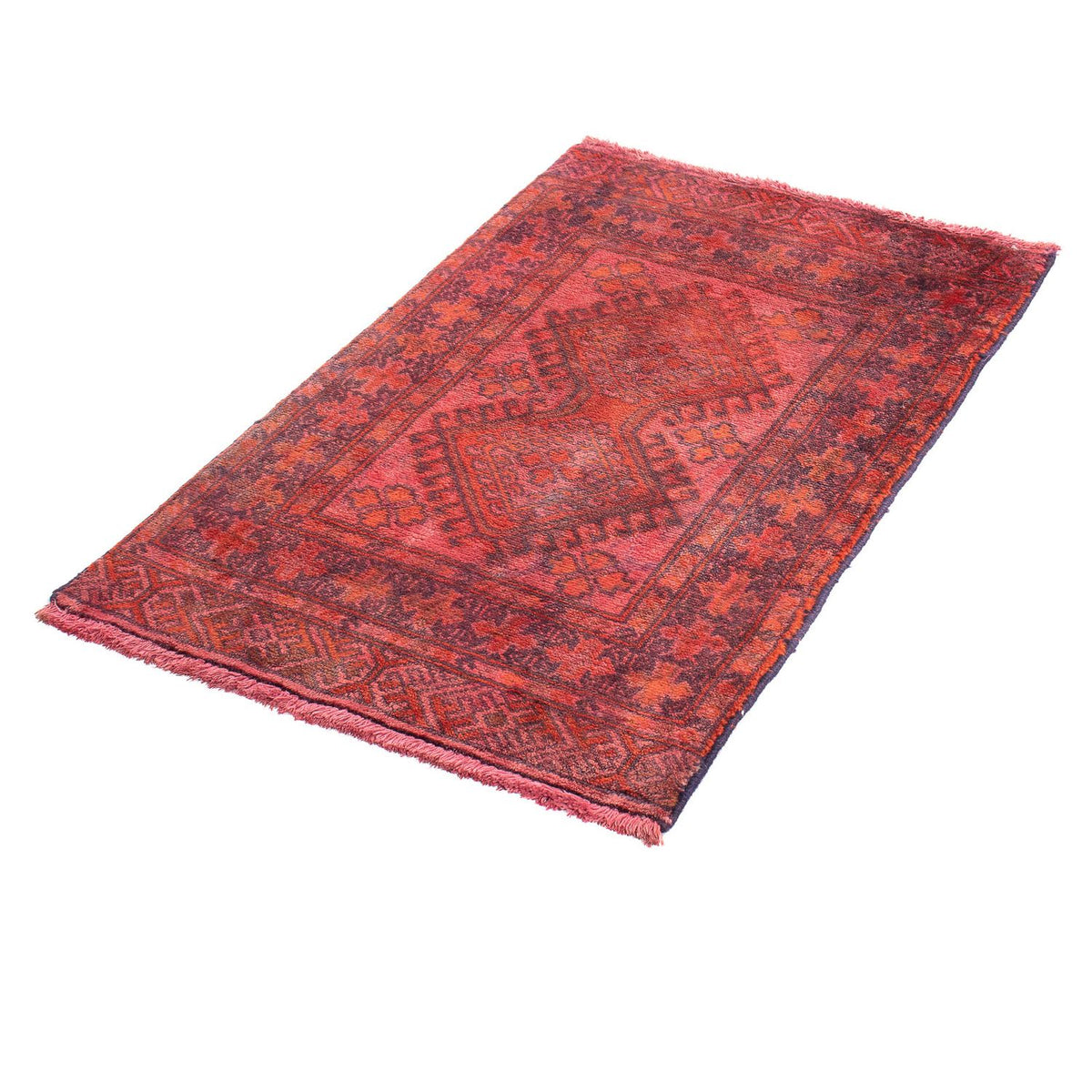 Turkaman-tæppe - 88 x 57 cm - lysrød