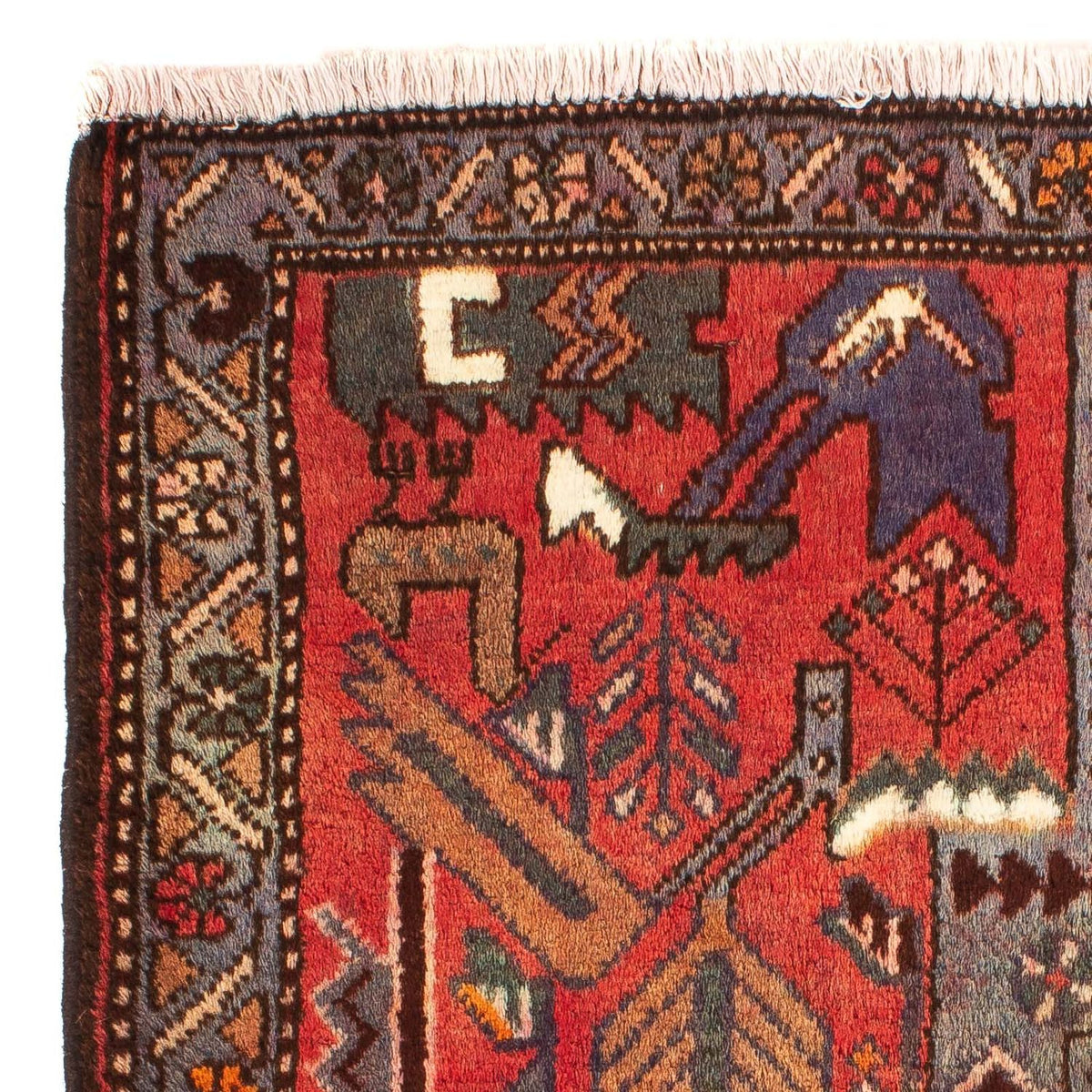 Persisk tæppe - Nomadisk - 99 x 82 cm - mørkerød