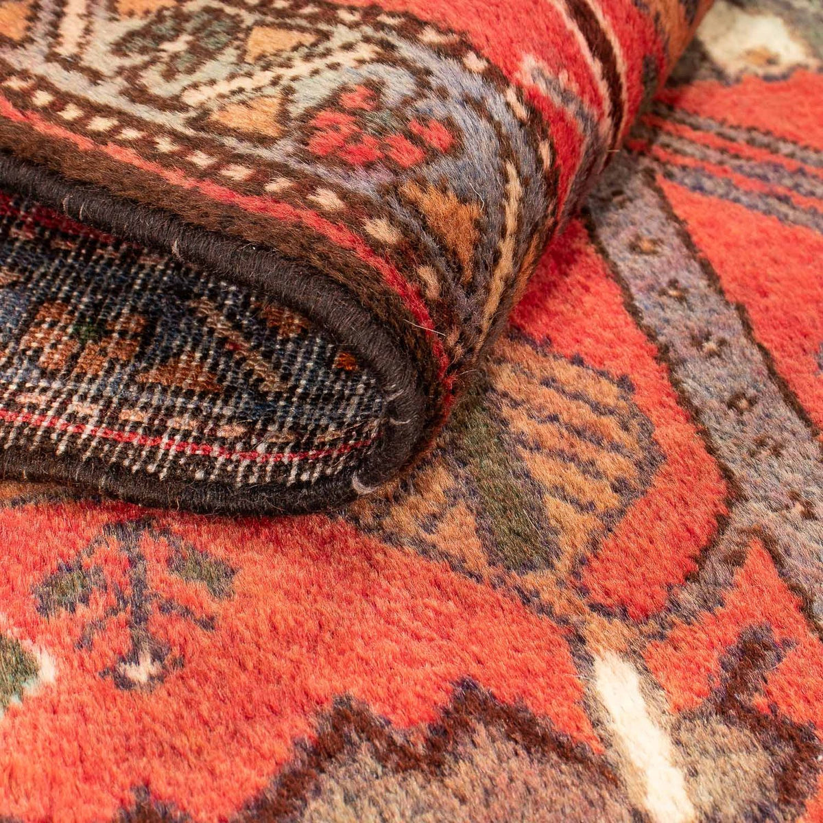 Persisk tæppe - Nomadisk - 99 x 82 cm - mørkerød