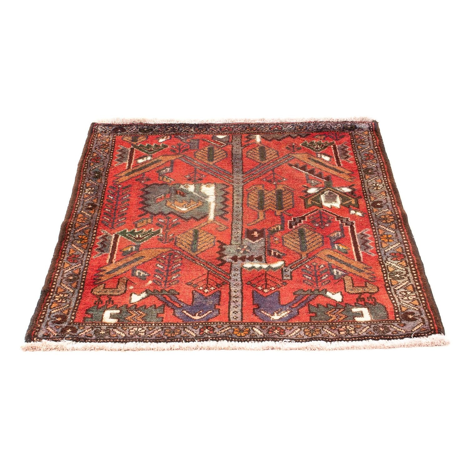 Persisk tæppe - Nomadisk - 99 x 82 cm - mørkerød