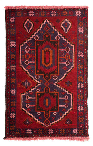 Baluch-tæppe - 125 x 87 cm - mørkerød