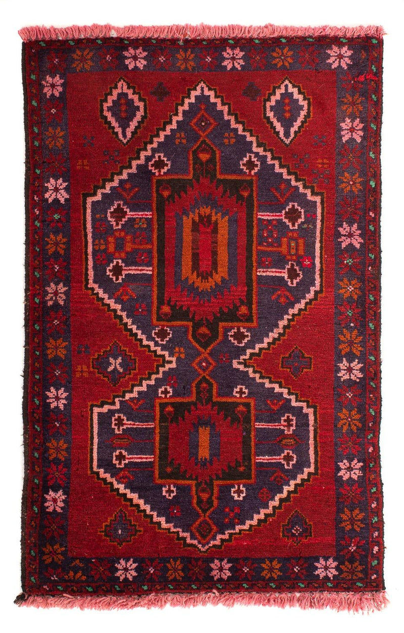 Baluch-tæppe - 125 x 87 cm - mørkerød