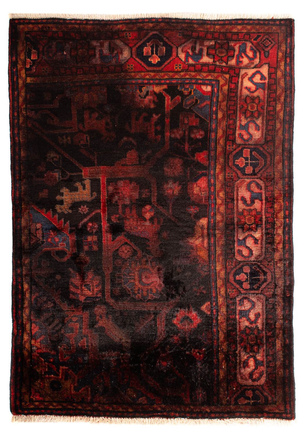 Persisk tæppe - Nomadisk - 143 x 102 cm - mørkerød