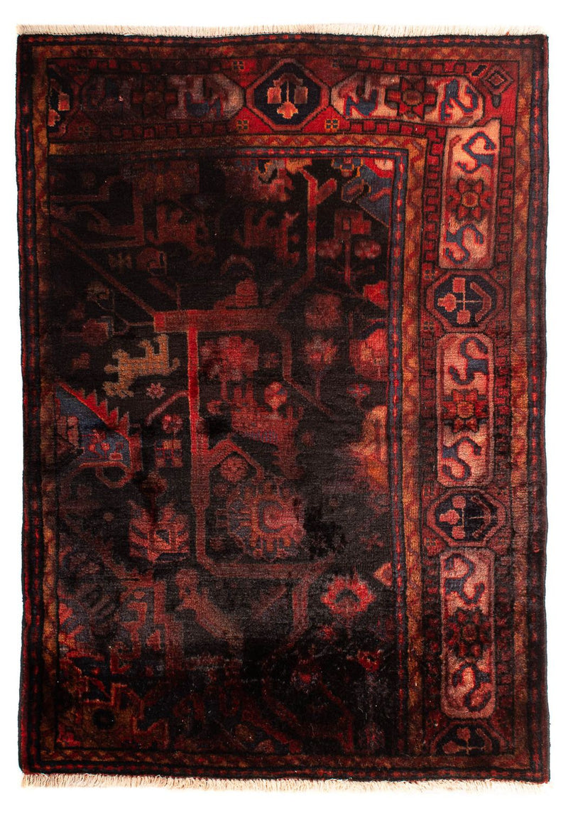Persisk tæppe - Nomadisk - 143 x 102 cm - mørkerød