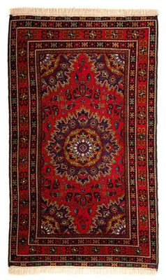 Løber Afghansk tæppe - 205 x 114 cm - mørkerød