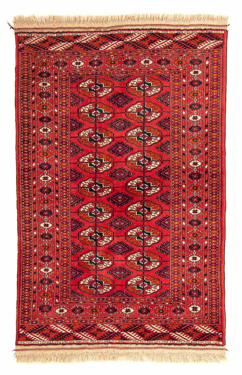 Turkaman-tæppe - 123 x 83 cm - mørkerød