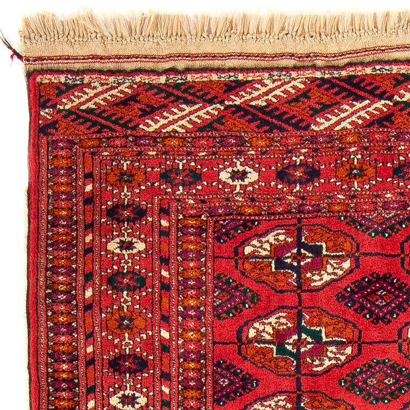 Turkaman-tæppe - 123 x 83 cm - mørkerød