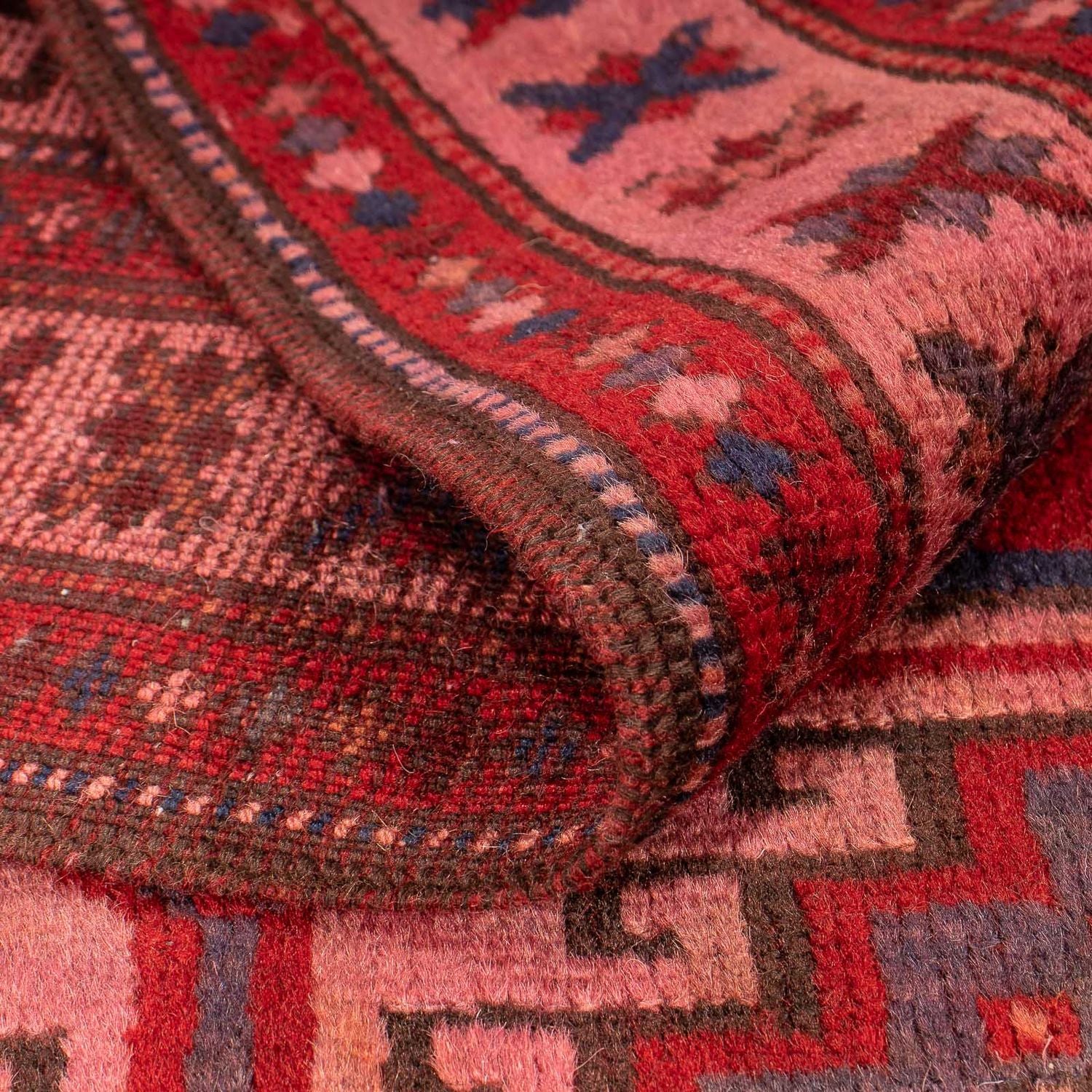Baluch-tæppe - 131 x 104 cm - lysrød
