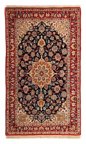 Løber Persisk tæppe - Isfahan - Premium - 175 x 100 cm - mørkeblå