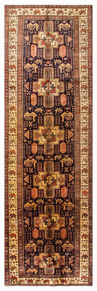 Løber Persisk tæppe - Nomadisk - 326 x 98 cm - mørkeblå