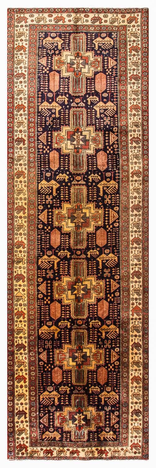 Løber Persisk tæppe - Nomadisk - 326 x 98 cm - mørkeblå