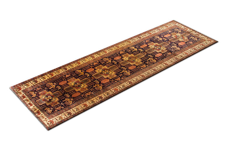 Løber Persisk tæppe - Nomadisk - 326 x 98 cm - mørkeblå