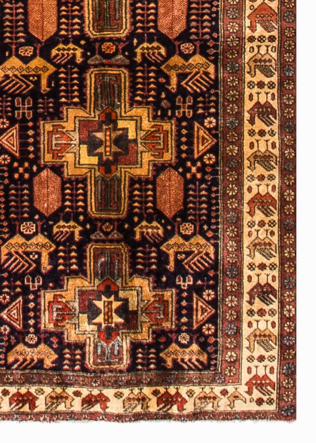 Løber Persisk tæppe - Nomadisk - 326 x 98 cm - mørkeblå
