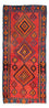 Løber Kelim-tæppe - gammelt - 220 x 195 cm - flerfarvet