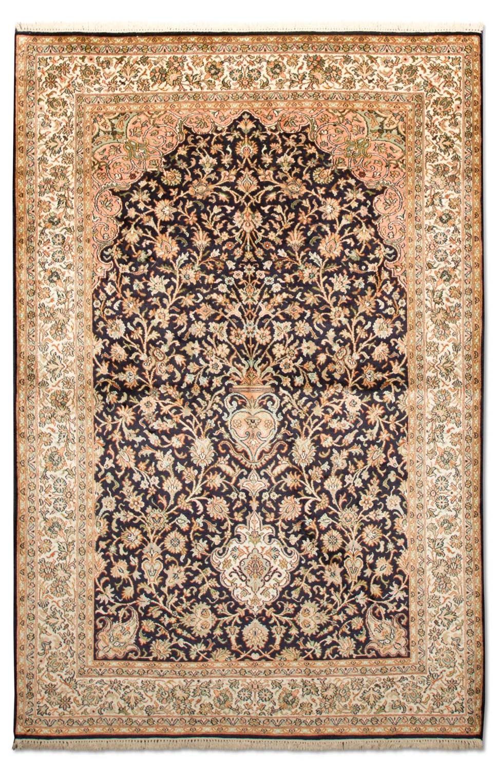 Silketæppe - Kashmir Silk - 190 x 127 cm - mørkeblå