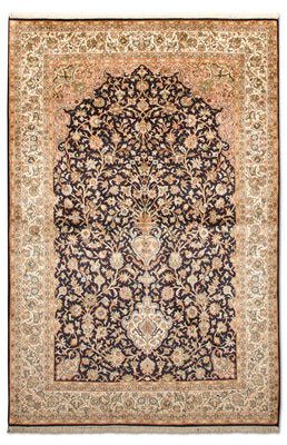 Silketæppe - Kashmir Silk - 190 x 127 cm - mørkeblå