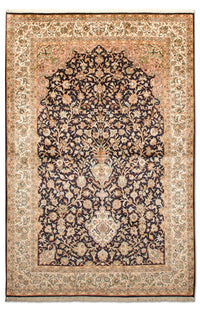 Silketæppe - Kashmir Silk - 190 x 127 cm - mørkeblå