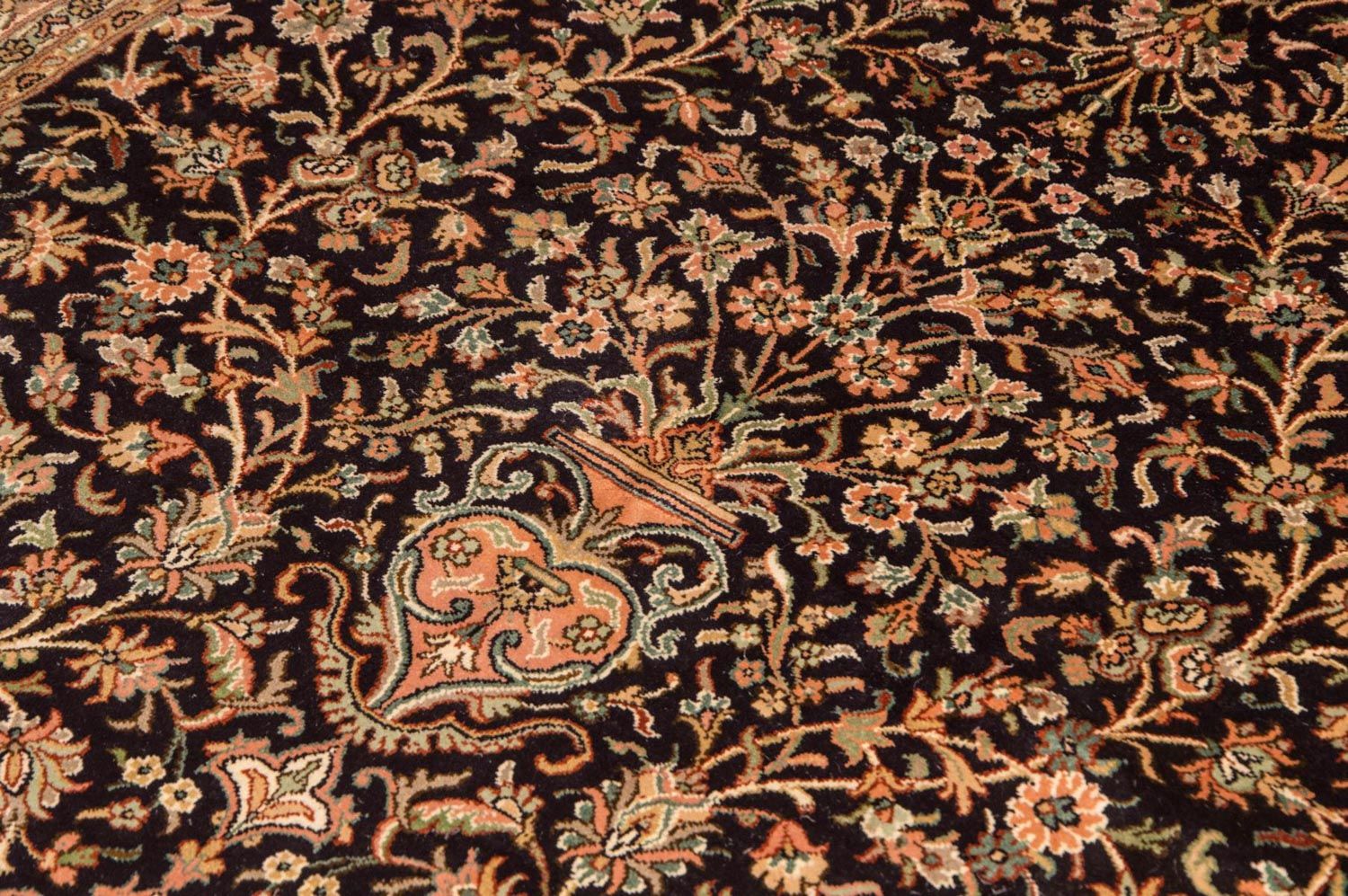 Silketæppe - Kashmir Silk - 190 x 127 cm - mørkeblå