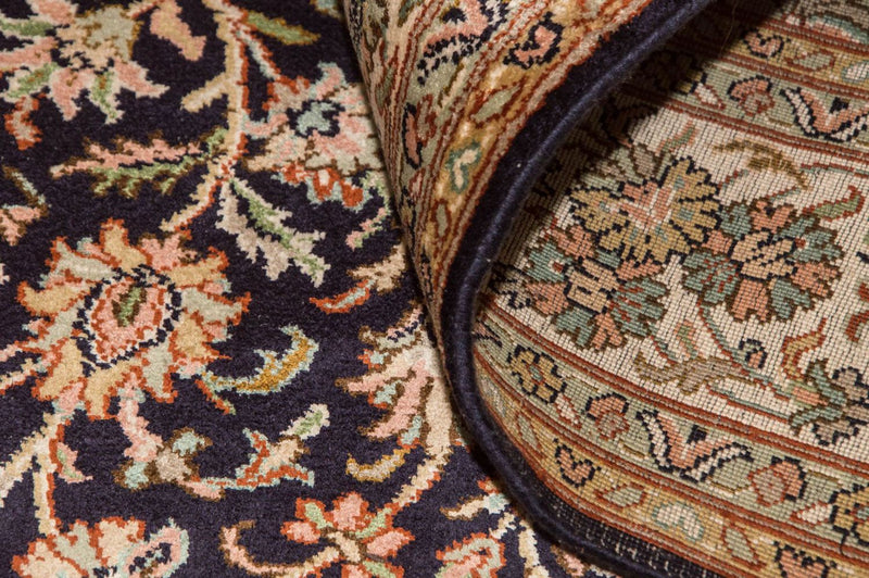 Silketæppe - Kashmir Silk - 190 x 127 cm - mørkeblå