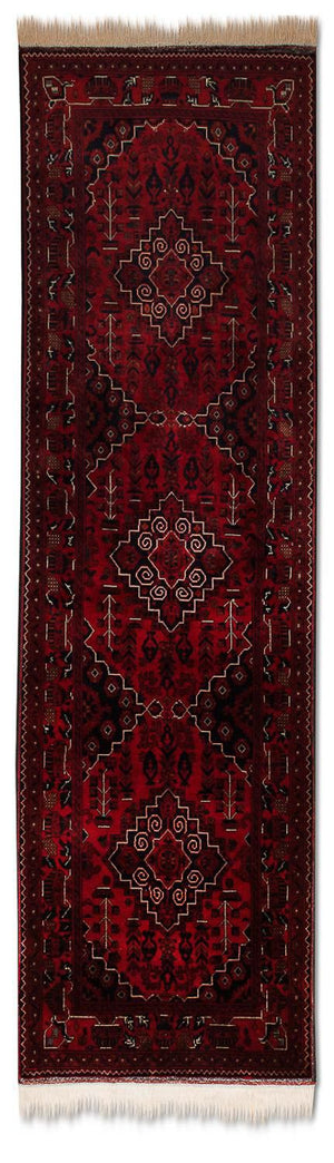 Løber Afghansk tæppe - Kunduz - 286 x 81 cm - rød