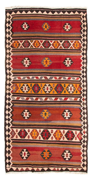 Løber Kelim-tæppe - gammelt - 300 x 160 cm - flerfarvet