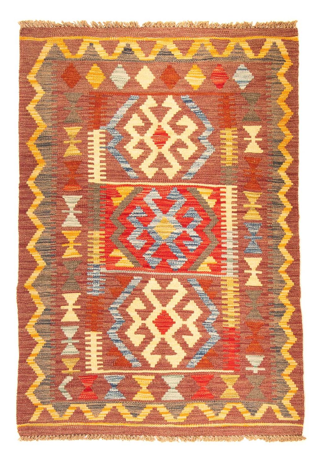 Kelim Carpet - Splash - 125 x 86 cm - brun