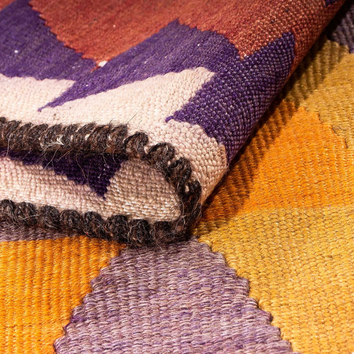 Løber Kelim-tæppe - gammelt - 310 x 150 cm - flerfarvet