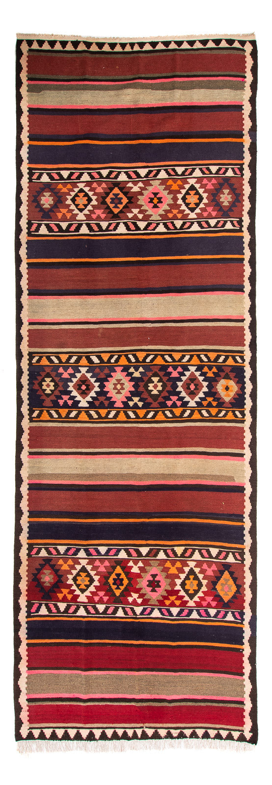 Løber Kelim-tæppe - gammelt - 360 x 140 cm - flerfarvet