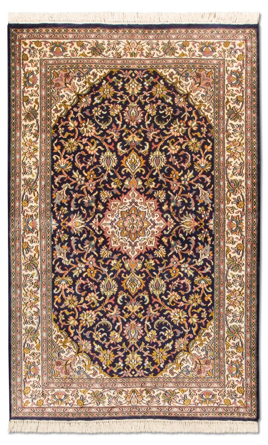 Silketæppe - Kashmir Silk - 150 x 93 cm - mørkeblå